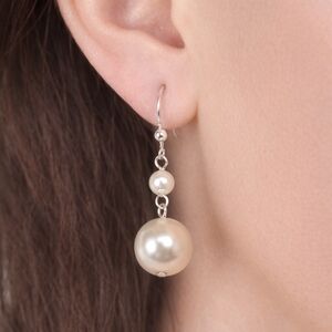 Women's Stylish Polished Silver tone Drop Dangle Design Beaded Earrings